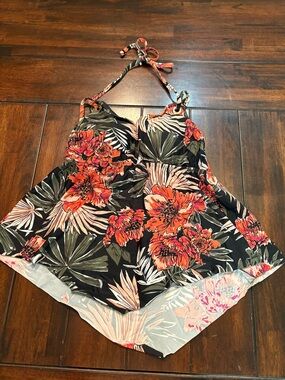 Kona Sol Floral Tankini Top Size 14